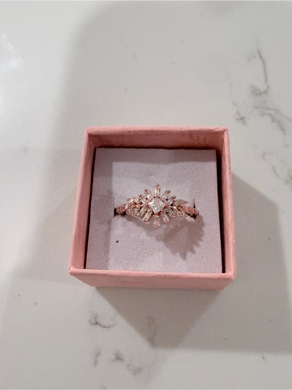 Rose Gold Cubic Zirconia Starburst Ring - BP Lumina